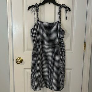Gingham Dress with Self Tied Bow Straps